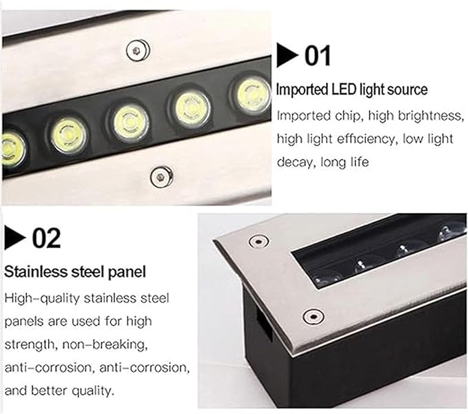 Outdoor Recessed LED Spotlight - Buried Yard Lamp AC 85-265V Rectangular Linear Underground Lights IP67 Waterproof Landscape Spotlights for Step Fence Garden Pathway(Yellow Light3W)