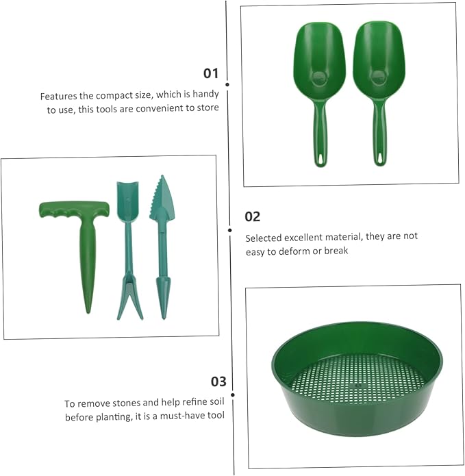 balacoo 1set Garden Tool Soil Sifter Shovel for Gardening Portable Cultivation Kit Soil Screens Shovels Planting Tool Maker for Garden Balcony Greenhouse