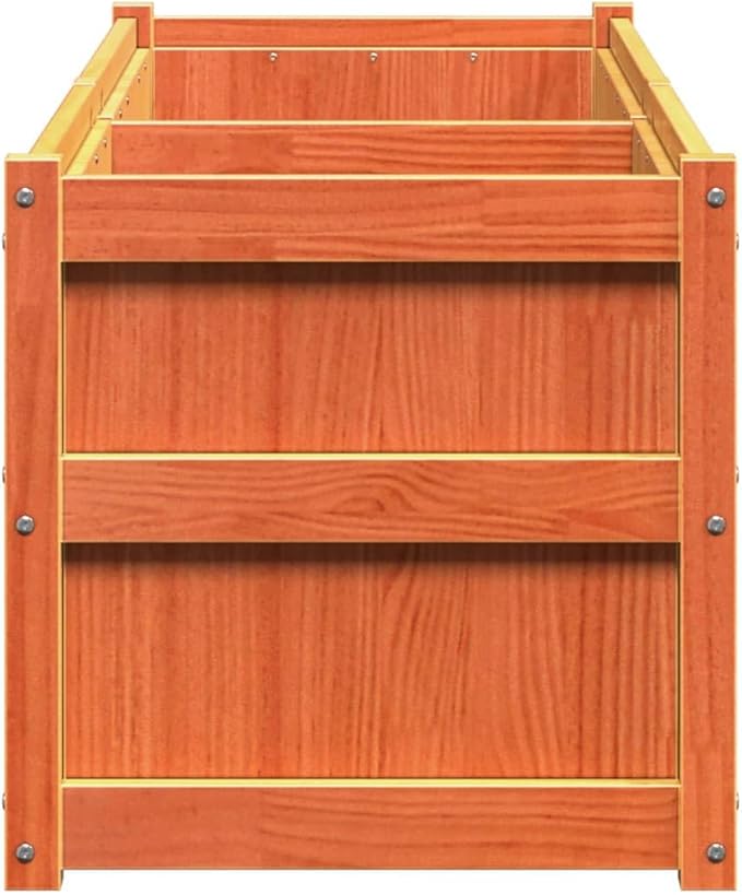 Wooden Garden Planter Box Outdoor Flower Box Wood Flower Boxes for Outdoor Plants Raised Garden Bed Planter Box Wax Brown 35.4x19.7x27.6 Solid Wood Pine-102
