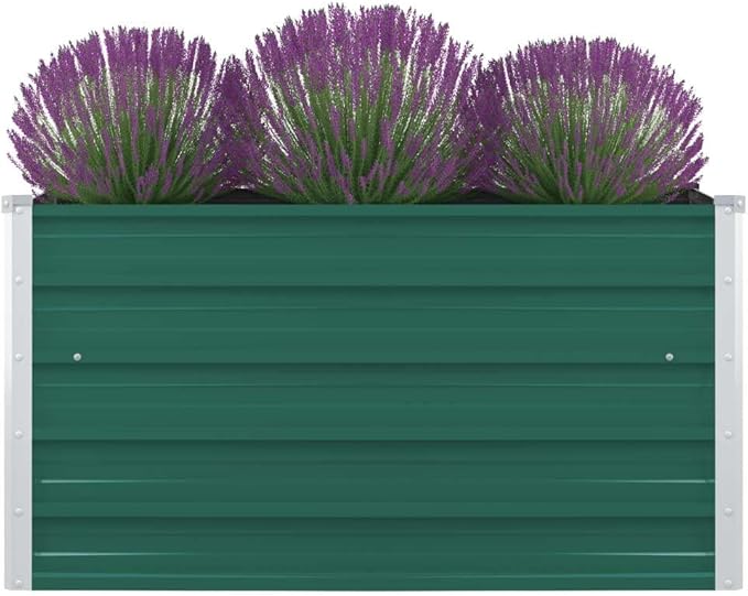 Green Galvanized Steel Raised Garden Bed 39.4x39.4x17.7 in Square Outdoor Planter Box for Vegetables Herbs Flowers Durable Garden Bed for Patio Balcony