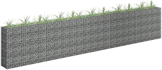 Gabion Raised BedOutdoor Garden Gabion Stone Basket Planter Raised Vegetable BedWire Basket Fencing Patio Decorative Fence for Outdoor Landscape Lawn Galvanized Steel 177.2x11.8x35.4
