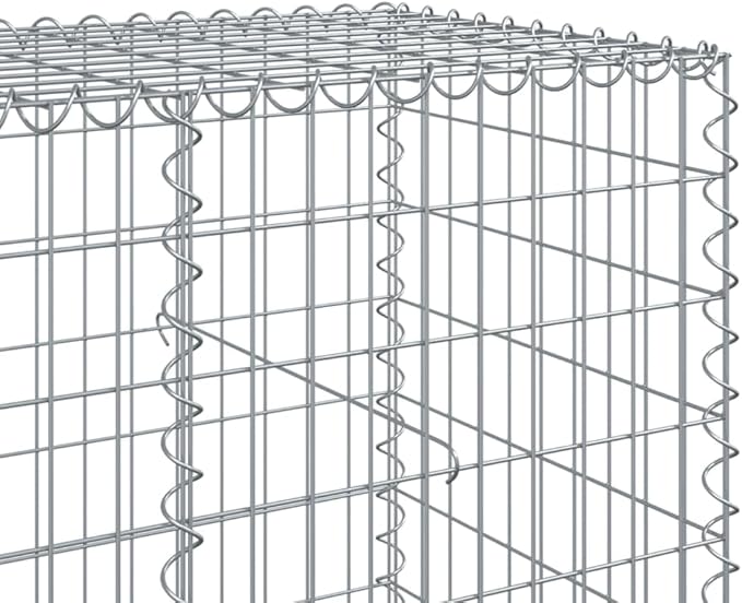 Gabion Basket with Cover 59.1x39.4x39.4 Galvanized Iron Outdoor Raised Garden Bed Planter for Landscaping Retaining Walls Privacy Screens and More