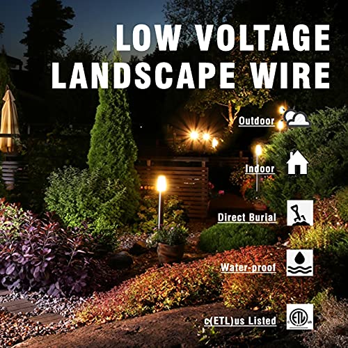 16/2 Low Voltage Landscape Lighting Wire 100ft 16AWG*2C Waterproof Pure Copper Outdoor Direct Burial 100 feet Black