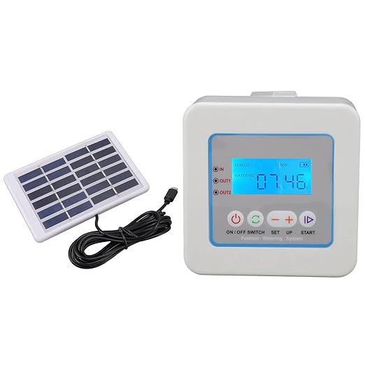 Micro Automatic Drip Irrigation Kit with Programmable Timer Solar Powered Multi Function Watering Sprayer LED Display for Gardens Lawns Patios Water Saving Device