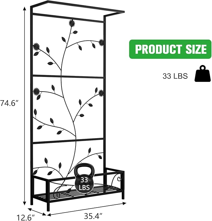 Metal Planter Stand with Trellis - Raised Planter Box Hanging Planters Outdoor Elevated Garden Bed for Vegetables Flower Herb