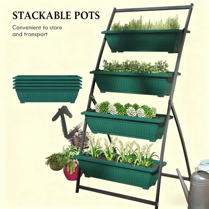 Plant Stand Grow Container4 Tier Vertical Raised Garden Planter with 4 Boxesfor Vegetable Flowers KU268