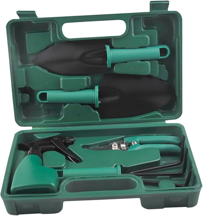 Artibetter Garden Shovels and Hand Rake Tool Set with Pruner 5pcs Portable Gardening Tools for Outdoor Planting and Lawn Care