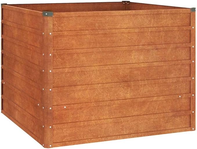 Rusty Corten Steel Large Garden Raised Bed 39.4x39.4x30.3 inch Square Outdoor Planter for Vegetables Flowers Herbs Weathering Steel Finish