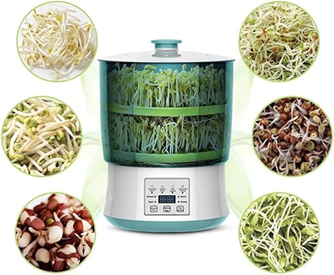 2pcs Germination Tank Intelligent PTC tat Heating Bean Sprout Machine Home Kitchen Bean Sprout Cultivation Kit 2 Layers US 2