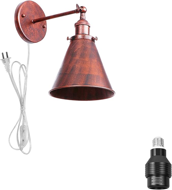 Hook Mounted Plant Light Full Spectrum 4500K 10W Adjusted Angle &amp Light Beam Range 15-60 Degree Vintage Rust Wall Lamp for Indoor Plants Flowers Growing