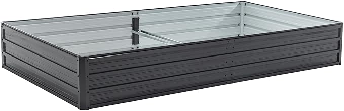 Galvanized Raised Garden Bed 8x4x1 ft Metal Planter Box for Vegetables Flowers Black