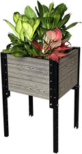 Everbloom Modular Elevated Wood Plastic Composite Planter Box in Gray 19 D x 17 W x 28 H –Architecturally Designed Premium Planter for Flowers Herbs &amp Veggies - Elevate Your Gardening Experie
