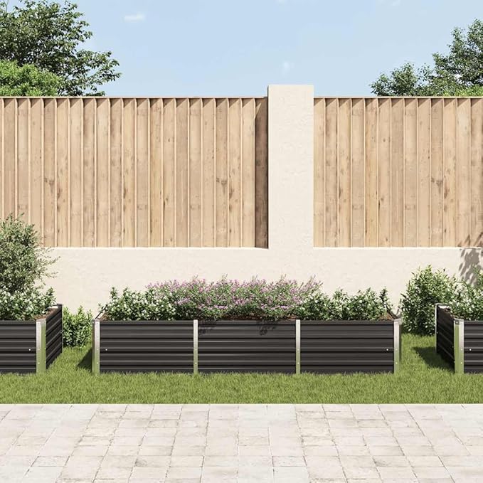 Galvanized Garden Raised Bed Kit Galvanized Planter Raised Garden Boxes Outdoor Metal Raised Garden Beds for Vegetables Anthracite 94.5x31.5x17.7 Galvanized Steel-295