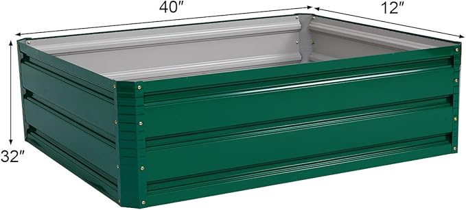 S AFSTAR Galvanized Raised Garden Beds Outdoor Metal Raised Garden Bed w/Durable Steel Board Premium Planter Box for Vegetables Flowers Herb Backyard Patio Balcony (39.5 L x 31.5 W x 12.0 H)