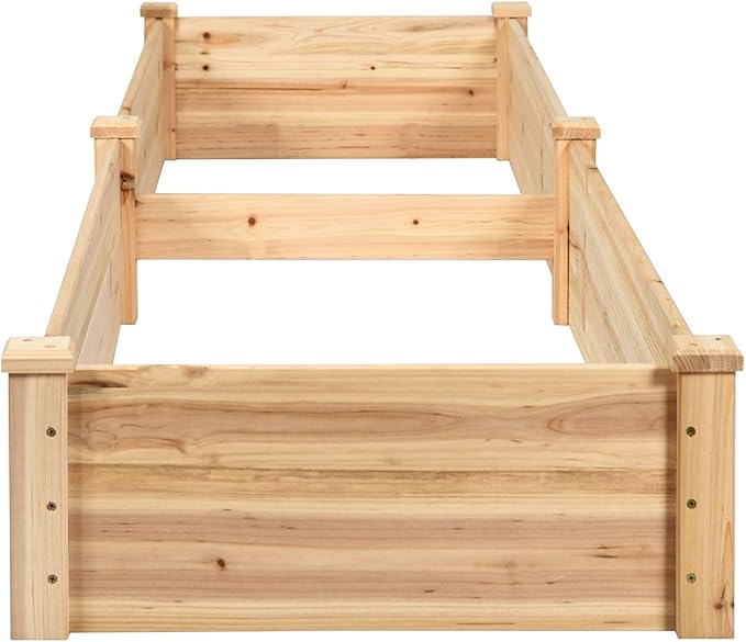 S AFSTAR Wooden Raised Garden Bed Divisible Planter Box Kit Outdoor Elevated Flower Planting Raised Bed Above Ground Planters or Vegetables Grass Lawn Yard Backyard Patio (97 L x 25 W x 10 H)
