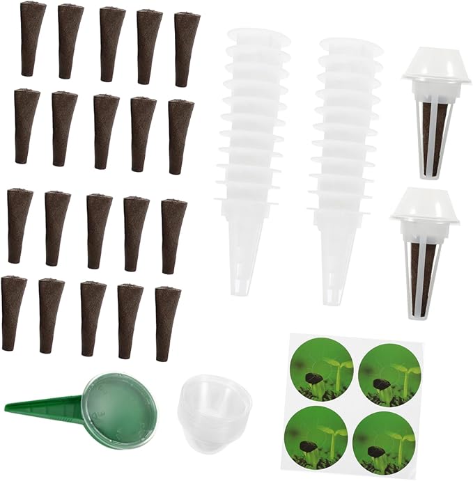 Hydroponic Growing System Kit with Humidity Dome 24-Piece Plant Baskets and Grow Sponges for Indoor Gardening