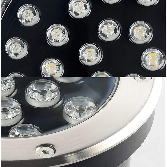 24W Waterproof Landscape Lighting LED Underground Buried Spotlights Stainless Steel Recessed Lamp for Driveway Deck Border Patio Fittings