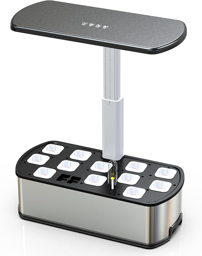 Hydroponics Growing Systems KitSmart Indoor Herbs GardenBHTNYOO/12 Pods 5L Capacity Planting Pots with LED Growth Lights and Intelligent Water PumpTimer