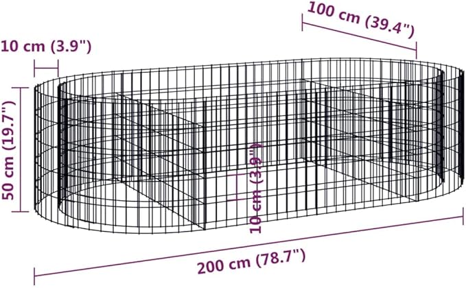 YAFF Gabion Raised Bed Galvanized Iron 78.7x39.4x19.7