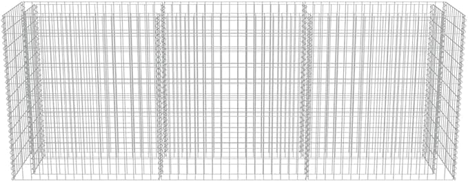 Galvanized Steel Gabion Planter Raised Bed Outdoor Garden Galvanized Steel Wire Mesh Grid Stone Wall Flower Raised Bed for Vegetables Flowers Plants 106.3x19.7x39.4 -AA