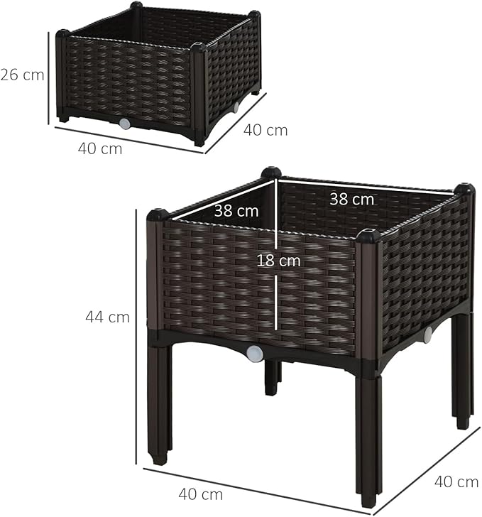 Dawn 2 Piece Raised Garden Bed with Legs Self-Watering Planter Box Raised Bed to Grow Flowers Herbs &amp Vegetables Gray