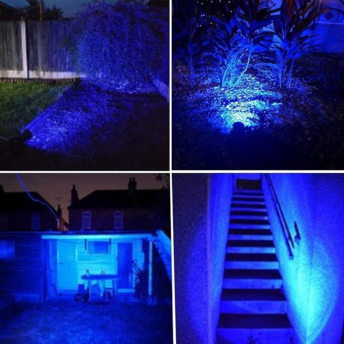 Youngine Pack of 2 12V Low Voltage LED Landscape Lights Waterproof Outdoor Walls Trees Flags Spotlights 5W COB Garden Yard Path Lawn Light with Spike Stand (Blue)NO Plug