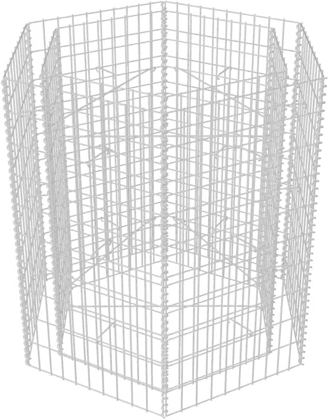 vidaXL Gabion Raised Bed Hexagonal Garden Outdoor Flower Box Planter Plant Vegetable Growing Container Balcony Patio Backyard Barrier Steel 39.4
