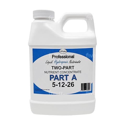 EZ-gro 5-12-26 Part A &amp 15.5-0-0 Part B Formula of Hydroponic Nutrients | Hydroponic Plant Food Suited for Hydroponic and Soil Based Applications | Liquid Plant Food 1 PT of Each