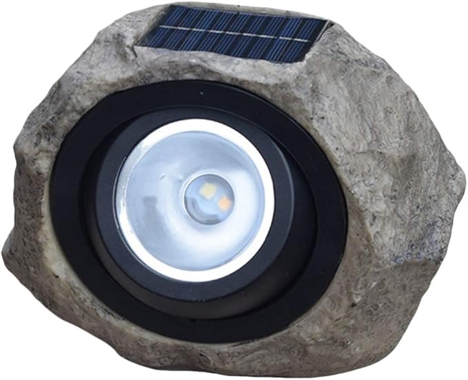 Uonlytech 1pc Solar Stone Spotlight Brightness Outdoor Decorative Lamp for Lawn Garden Patio Imitated Warm Light Options