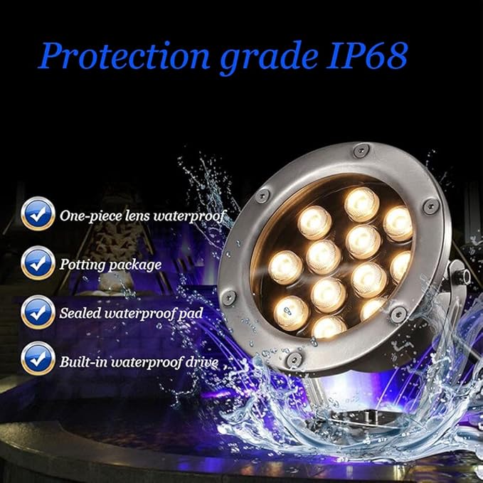 LED Waterscape Light IP68 Stainless Steel Underwater Light Can Rotate 24V Underwater Spotlight Fountain Pool Garden Square Waterscape Light