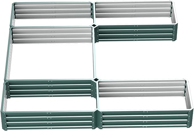 Outsunny 8 x 8' Raised Garden Bed Set Large Steel Flower Planters for Outdoor Plants Easy Assembly for Vegetables Herbs Green