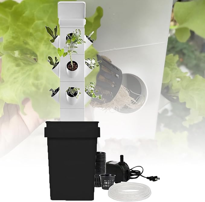 Hydroponics Growing System Hydroponic Grow Sys - Universal Wheels + Hydrating Pump Vertical Hydroponic Tower 12/16/20/24 Pods with Timer Nerd Planter Germination Kit