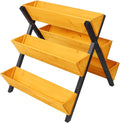 3 Tiers Wooden Vertical Raised Garden Bed with LegsBrown Planter Raised Beds Kit for Flowers Herbs Vegetables