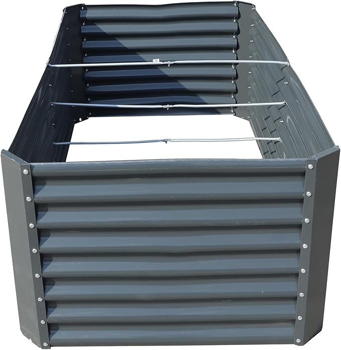 6x3x2FT Metal Raised Garden Beds Galvanized Raised Garden Bed Box Planter for Vegetables Flowers Herb Succulent Gray