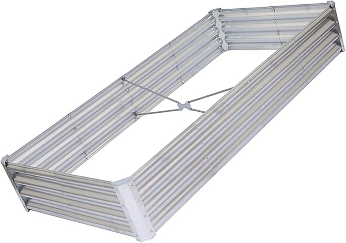 Rectangular Metal Raised Garden Bed Outdoor Vegetable Planting Box Galvanized Steel Planter with Open Base Space Saving Raised Garden Bed for Vegetables Fruits Flowers