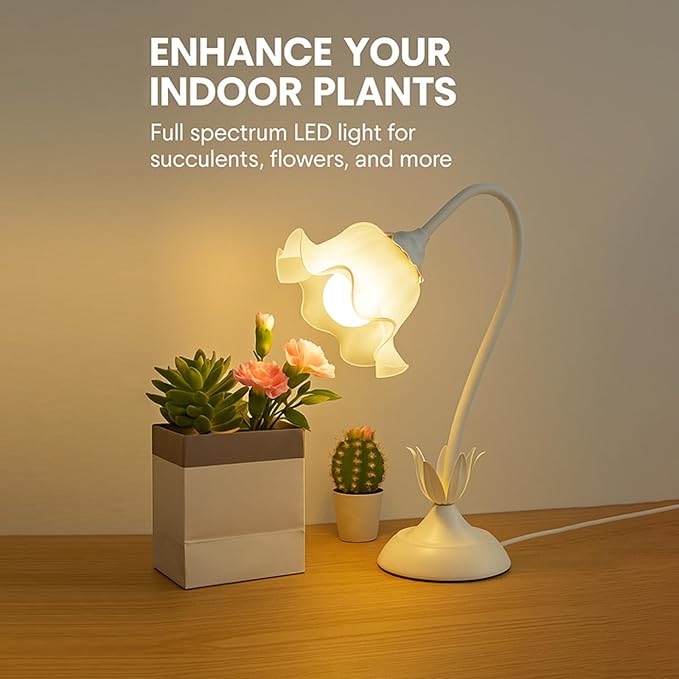 Table Top Grow Light for Indoor Plants – Decorative Desk Plant Light for Succulents Bonsai Cactus Adjustable Desktop Grow Lights with Base Cute Office Mini Grow Lamp