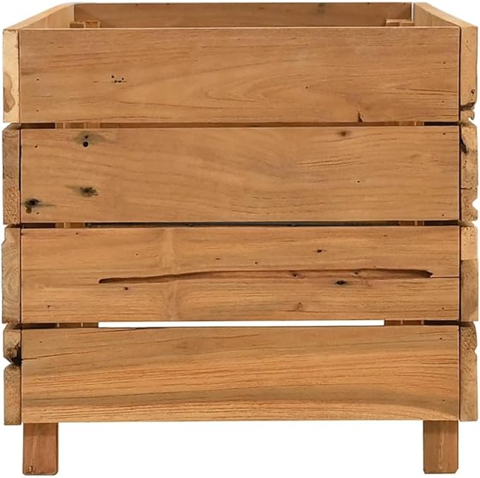 vidaXL Raised Bed Planter - Solid Teak Construction Unique Wood Grains Extra Stability with Bottom Steel Rack Ideal for Indoor/Outdoor Use