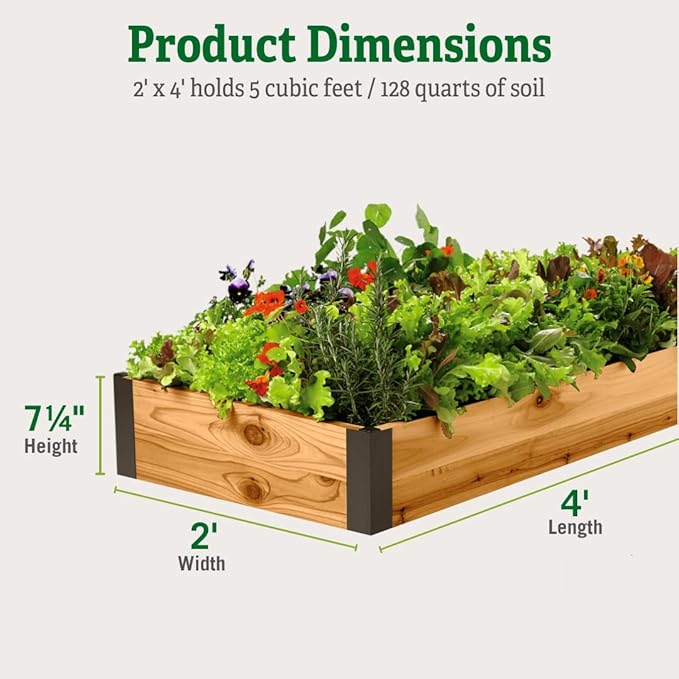 Gardener's Supply Company Cedar Raised Garden Bed | Weather Resistant Outdoor Square Planter Box for Plants Herbs Flowers &amp Vegetables with Rust-Proof Aluminum Corners