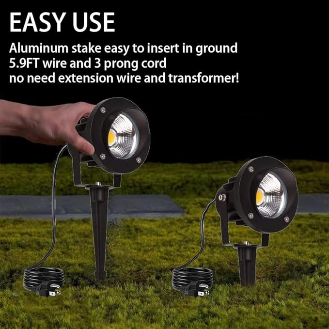 LED Outdoor Spot Lights120V Landscape Lighting Outdoor Spotlight With Plug Cord  2700K-6500K Stepless Dimmable Landscape Light with Timer and Remote for Yard Garden Pathway flag (18W Pack 4)