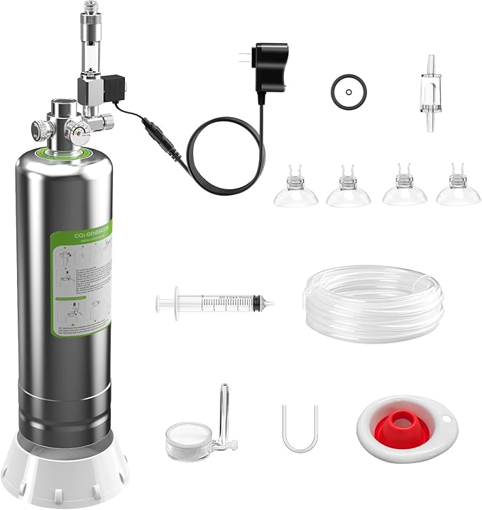 FZONE 5L Upgraded Aquarium CO₂ System with Complete Accessories CO₂ Generator kit with Integrated Solenoid &amp Bubble Counter Safety Valve Main Switch for Planted Tanks