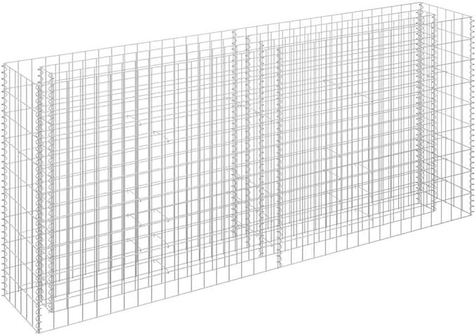 Gabion Raised Bed Silver Galvanized Steel Large Rectangular Outdoor Planter Box 70.9x70.9x35.4 Inches Durable Garden Bed for Outdoor Plants