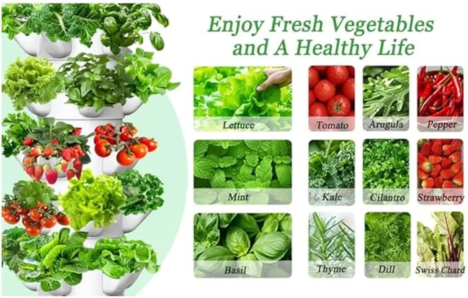 Vertical Hydroponics Garden Tower 30/25-Plant Hydroponic Growing System with Pump and Movable Water Tank for Indoor Herbs Fruits Vegetables6th