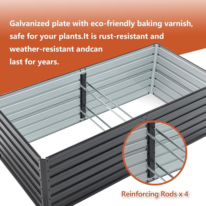 Heavy-Duty Galvanized Steel Raised Garden Bed for Outdoor Vegetables Flowers and Herb Planting – Rust-Resistant Metal Planter Box (2PCS:6x3x2FT)