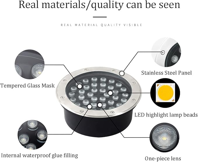 Recessed LED Landscape Light Waterproof IP67 Pathway Lights 85-110V Garden Round spotlights for Yard Driveway Deck Patio Patio