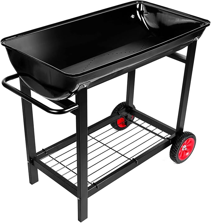 Aveyas Metal Raised Planter Box on Wheels with Gardening Kit Elevated Mobile Garden Bed Cart with Legs -Compatible with Indoor &amp Outdoor Patio Backyard Planting of Vegetables Herbs Flowers