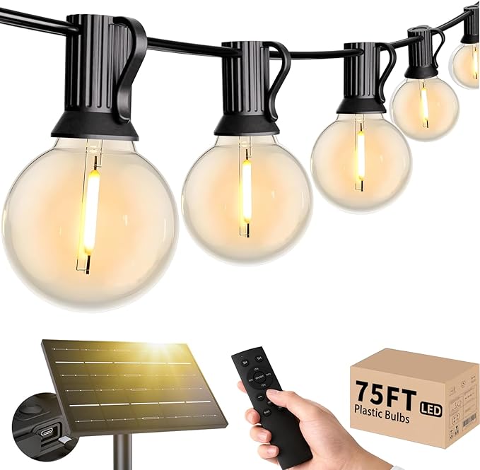Svater 6 Pack Landscape Lighting + 75FT G40 Solar String Lights Outdoor with Remote