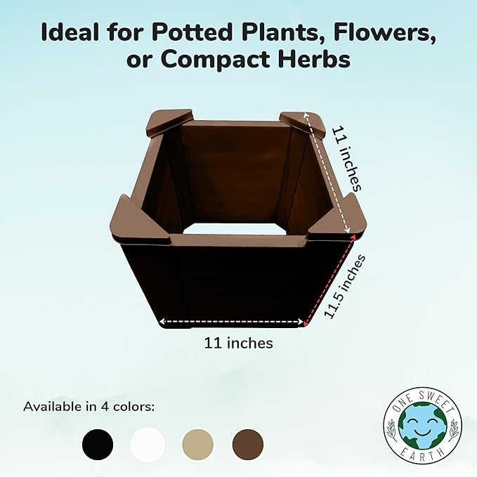 Raised Garden Bed - 1x1 ft Planter Box - Brown HDPE - No Tools Needed - DIY Kit for Urban Gardening Flowers Herbs &amp Vegetables - Made in The USA - 2 Pack
