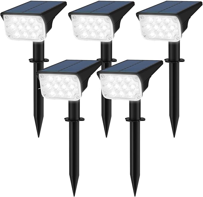T-SUNUS Halloween Solar Spotlights Cold White 6000K IP65 Waterproof 2-in-1 Outdoor Landscape Spot Lights Garden Light for Flag Christmas Tree Yard Driveway Porch Walkway Patio Statue Graveyard 6 Pack