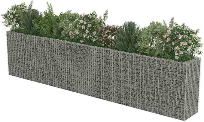 Gabion Raised Bed Silver Galvanized Steel 177.2x19.7x39.4 in Gardening Pots &amp Planters 143564