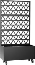 Sturdy 47 Metal Planter Box with Trellis on Wheels Galvanized Steel Raised Garden Bed Privacy Screen 71 Tall Mobile Vertical Garden Planter for Patio Outdoor Climbing Plant Support Black